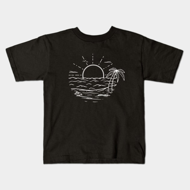 Beach Relaxation - White Kids T-Shirt by P7 illustrations 